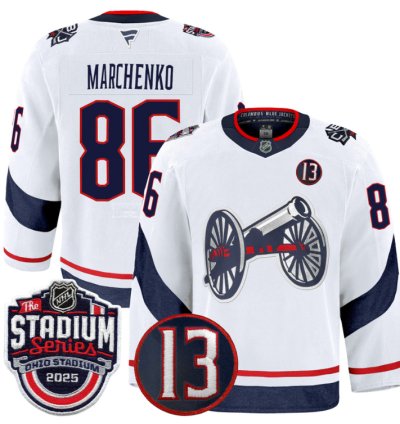 Men Kirill Marchenko Jersey 86 Columbus Blue Jackets 2025 Stadium Series White