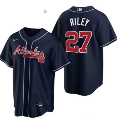Austin Riley Atlanta Braves Navy Jersey - All Stitched