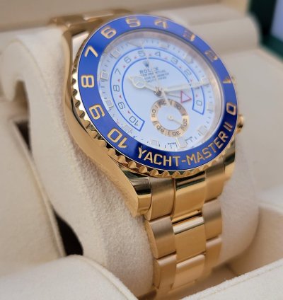 Rolex Yacht-master Ii Yellow Gold 44mm White Dial Blue Ceramic Bezel 2023 New