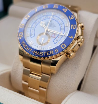 Rolex Yacht-master Ii Yellow Gold 44mm White Dial Blue Ceramic Bezel 2023 New
