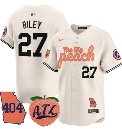 Austin Riley Jersey 27 Atlanta Braves 404 The Big Peach Premier Limited Stitched Cream