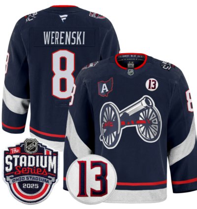 Men Zach Werenski Jersey 8 Columbus Blue Jackets 2025 Stadium Series Navy