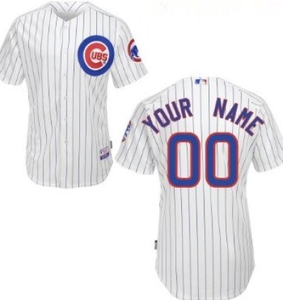 Chicago Cubs Customized White Pinstripe Jersey