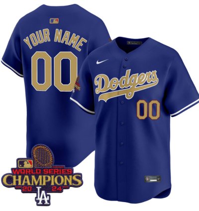 Custom Dodgers Jersey 2025 Gold Vapor Premier Limited Stitched Royal
