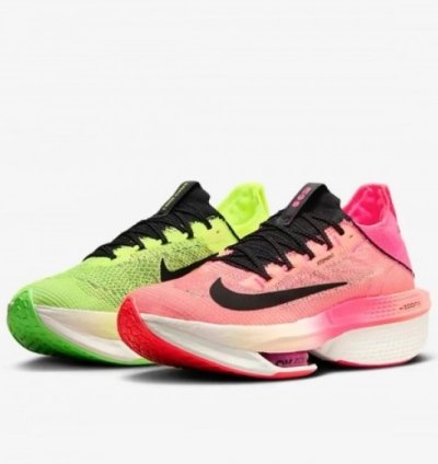 Nike Zoom Alphafly 2 Flyknit Pink Green Running Shoes