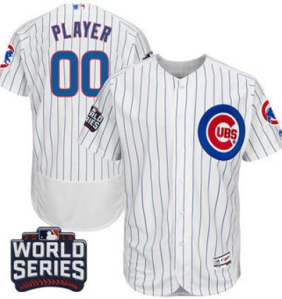 Chicago Cubs Majestic White 2016 World Series Bound Home Custom Flex Base Jersey