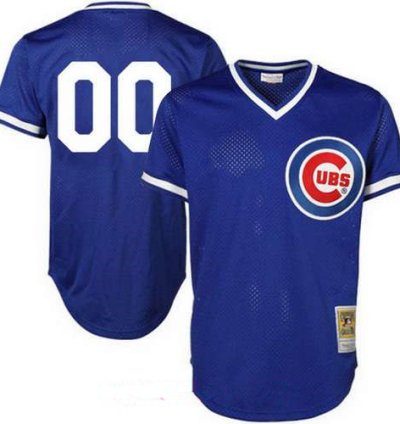 Chicago Cubs Royal Blue Mesh Batting Practice Throwback Majestic Cooperstown Collection Custom Baseball Jersey
