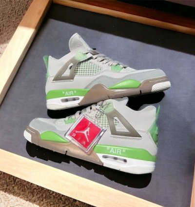 Off Whit E X Nike Air Jordan 4 Guava Basketball Sneakers