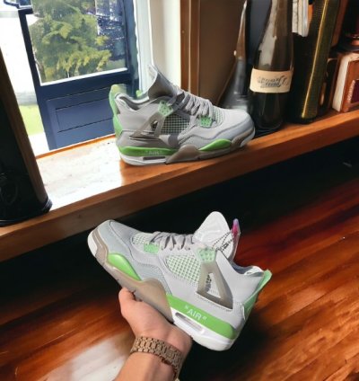 Off Whit E X Nike Air Jordan 4 Guava Basketball Sneakers