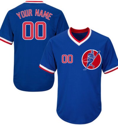 Cubs Blue Customized Throwback New Design Jersey