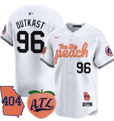 Outkast Jersey 96 Atlanta Braves 404 The Big Peach Premier Limited Stitched White
