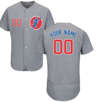 Cubs Gray Customized Flexbase New Design Jersey