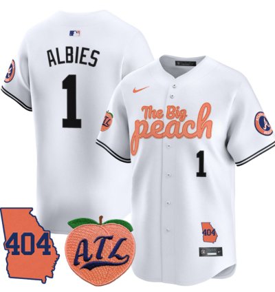 Ozzie Albies Jersey 1 Atlanta Braves 404 The Big Peach Premier Limited Stitched White