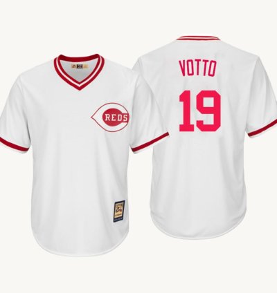 Cincinnati Reds Joey Votto White Throwback Pullover Jersey
