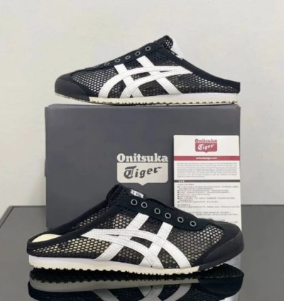 Onitsuk A Tiger Mexico 66 Sabot Half Cut Black White Sneakers
