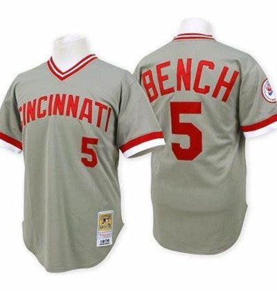 Cincinnati Reds Johnny Bench Gray 1976 Throwback Pullover Jersey