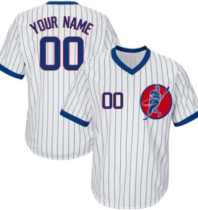 Cubs White Customized Throwback New Design Jersey