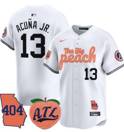 Ronald Acuna Jr Jersey 13 Atlanta Braves 404 The Big Peach Premier Limited Stitched White
