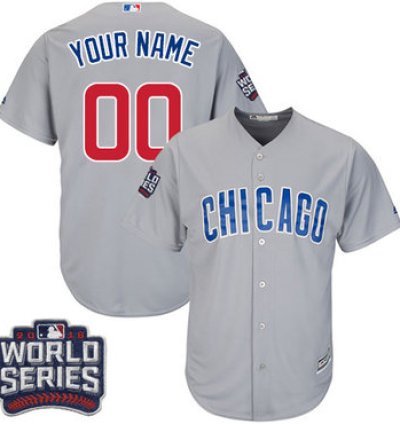 Majestic Chicago Cubs Customized Grey Road 2016 World Series Bound Cool Base Mlb Jersey
