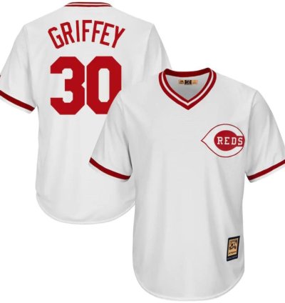 Cincinnati Reds Ken Griffey Jr White Throwback Pullover Jersey
