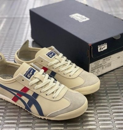 Onitsuka Tiger Mexico 66 Cream Blue Red Sneakers