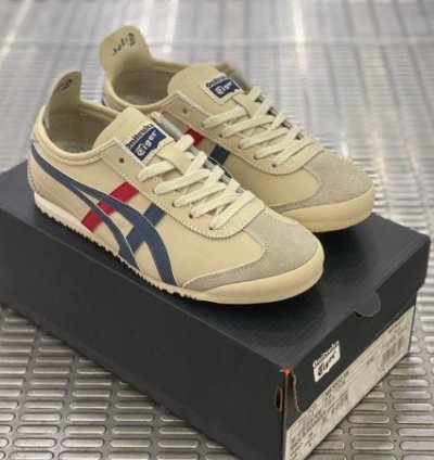 Onitsuka Tiger Mexico 66 Cream Blue Red Sneakers