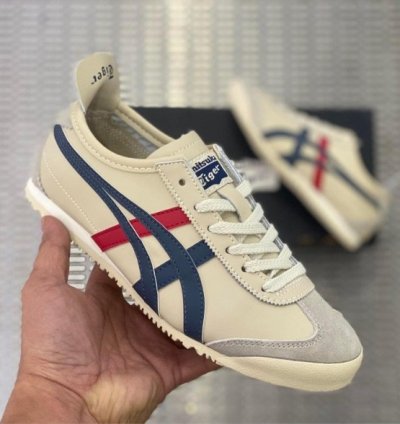 Onitsuka Tiger Mexico 66 Cream Blue Red Sneakers