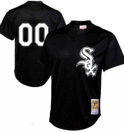 Chicago White Sox Black Mesh Batting Practice Throwback Majestic Cooperstown Collection Custom Baseball Jersey