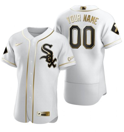 Chicago White Sox Custom White Stitched Mlb Flex Base Golden Edition Jersey
