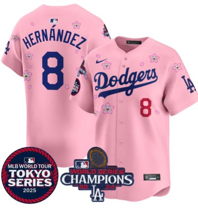 Kike Hernandez Jersey 8 Dodgers Tokyo Series 2025 World Series Champions Patch Cherry Blossom