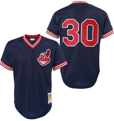 Cleveland Indians Joe Carter Navy Throwback Mesh Pullover Jersey