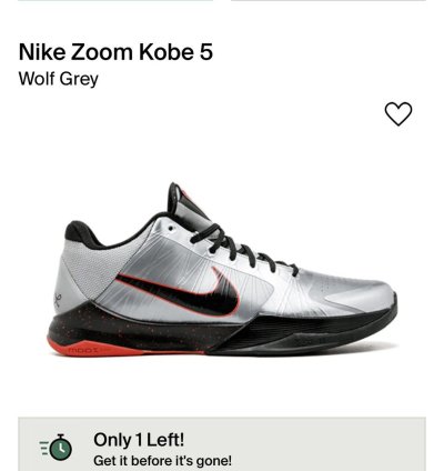 Vintage 2010 Nike Zoom Kobe 5 Low Basketball Shoes Size 10