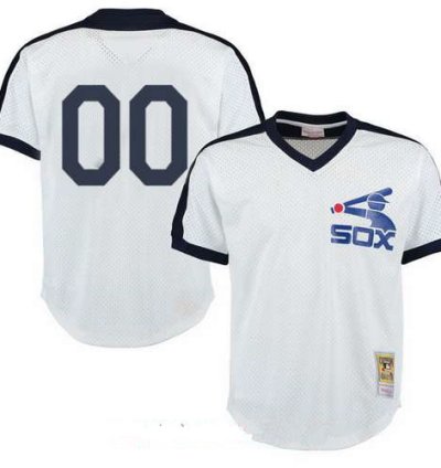 Chicago White Sox White Mesh Batting Practice Throwback Majestic Cooperstown Collection Custom Baseball Jersey