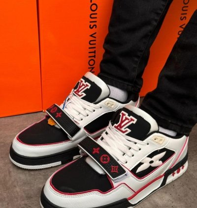 Ouisvuitton Trainer Strap Black Red Sneakers