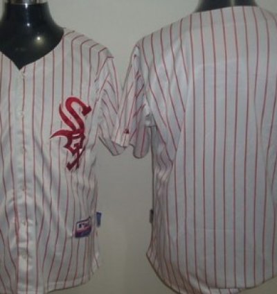 Custom Chicago White Sox Blank White With Red Pinstripe Jersey