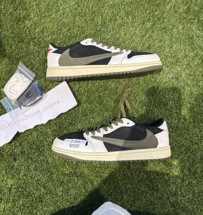 Worn 10x Travis Scott Jordan 1 Low Olive Size 9w 7 5m