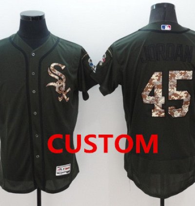 Custom Chicago White Sox Retired Green Salute To Service 2016 Flexbase Majestic Baseball Jersey