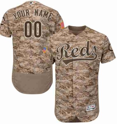 Cincinnati Reds Camo Customized Flexbase Majestic Mlb Collection Jersey