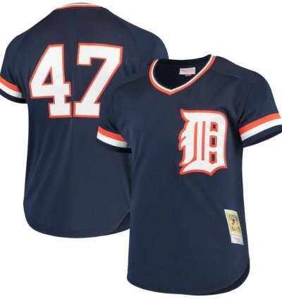Detroit Tigers Jack Morris Navy Throwback Mesh Pullover Jersey