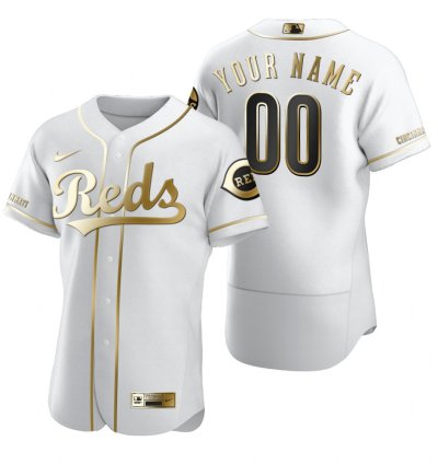 Cincinnati Reds Custom White Stitched Mlb Flex Base Golden Edition Jersey