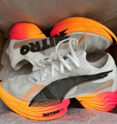 Pum S Fast R Nitro Elite 2 White Orange Sneakers