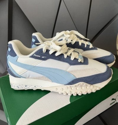 Puma Blacktop Rider Washed White Blue Sneakers