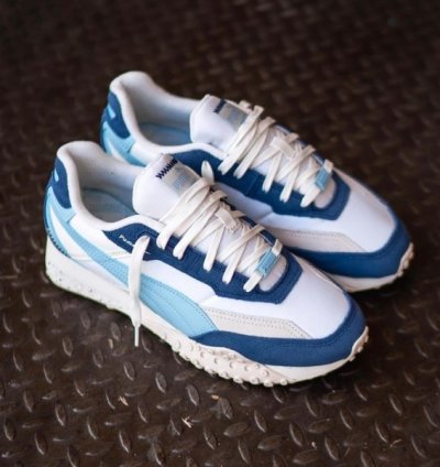 Puma Blacktop Rider Washed White Blue Sneakers