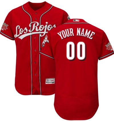 Cincinnati Reds Customized Scarlet Los Rojos Home 150th Anniversary Flexbase Jersey
