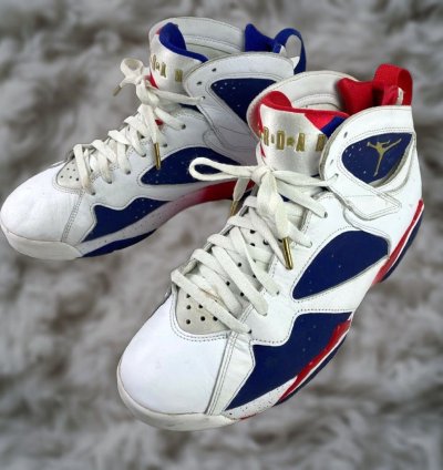 Vintage Nike Air Jordan 7 Retro Olympic Basketball Sneakers Size 10 5 Us Red White Blue Mens