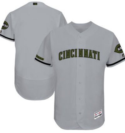 Cincinnati Reds Majestic Gray 2018 Memorial Day Collection Flex Base Team Custom Jersey