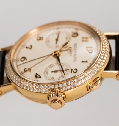 Patek Philippe Chronograph Ladies Split Second Chronograph Ref 7059- 18k Rose Ivory Dial Box Papers Bj-2012 Germany
