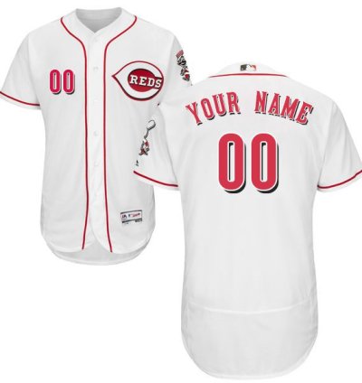 Cincinnati Reds White Customized Flexbase Majestic Mlb Collection Jersey