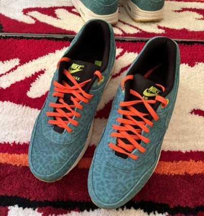 Vintage Nike Air Max 90 Sneakers Blue Leopard Rare Us 8 5