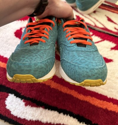 Vintage Nike Air Max 90 Sneakers Blue Leopard Rare Us 8 5